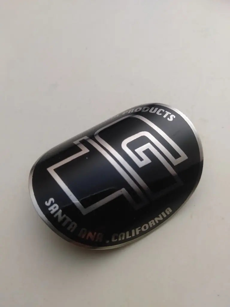 Black stainless steel GT bicycle frame emblem