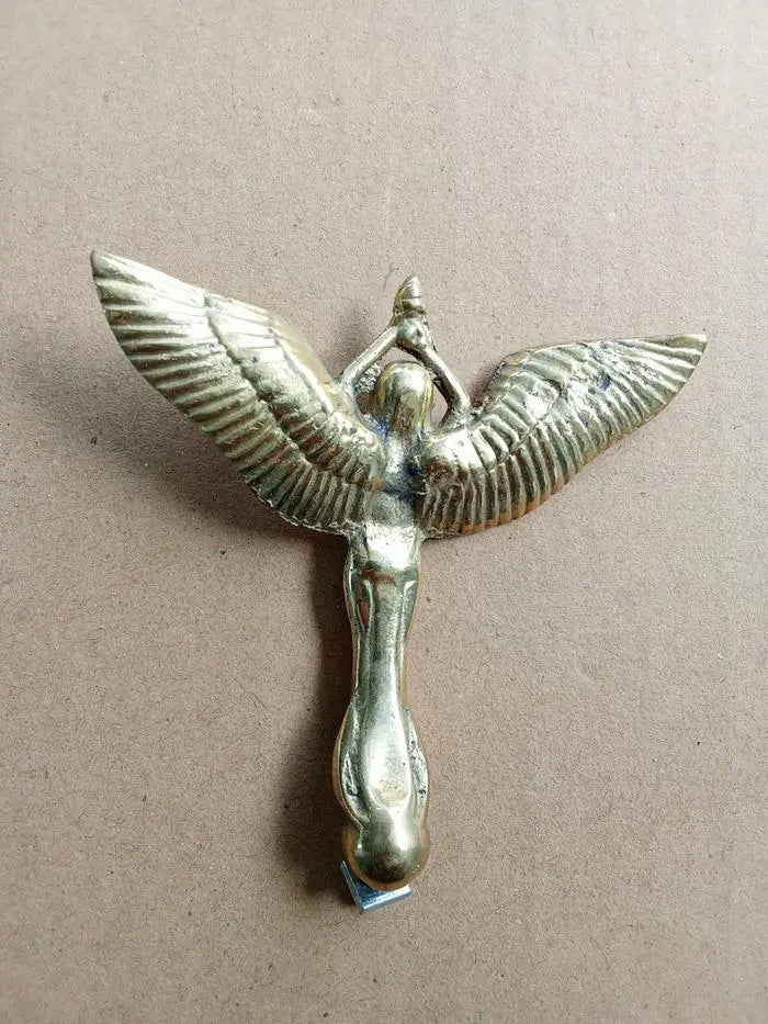 Handmade brass ANGEL torch emblem for classic motorcycle front mudguard