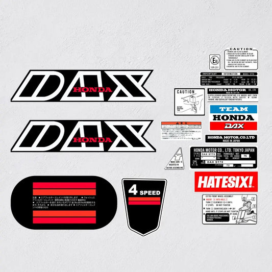 Honda DAX ST70 ST50 Black 1979 Motorcycle Decal Set Reproduction | Vintage Mini Bike Graphics
