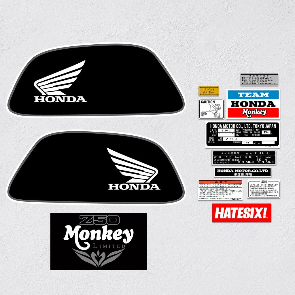 Honda Z50 Special Edition Black 2012 reproduction sticker decal set