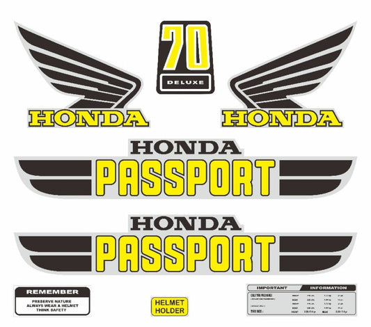 Sticker Decal Honda Passport C70 Black side cover tank vintage_bike_store