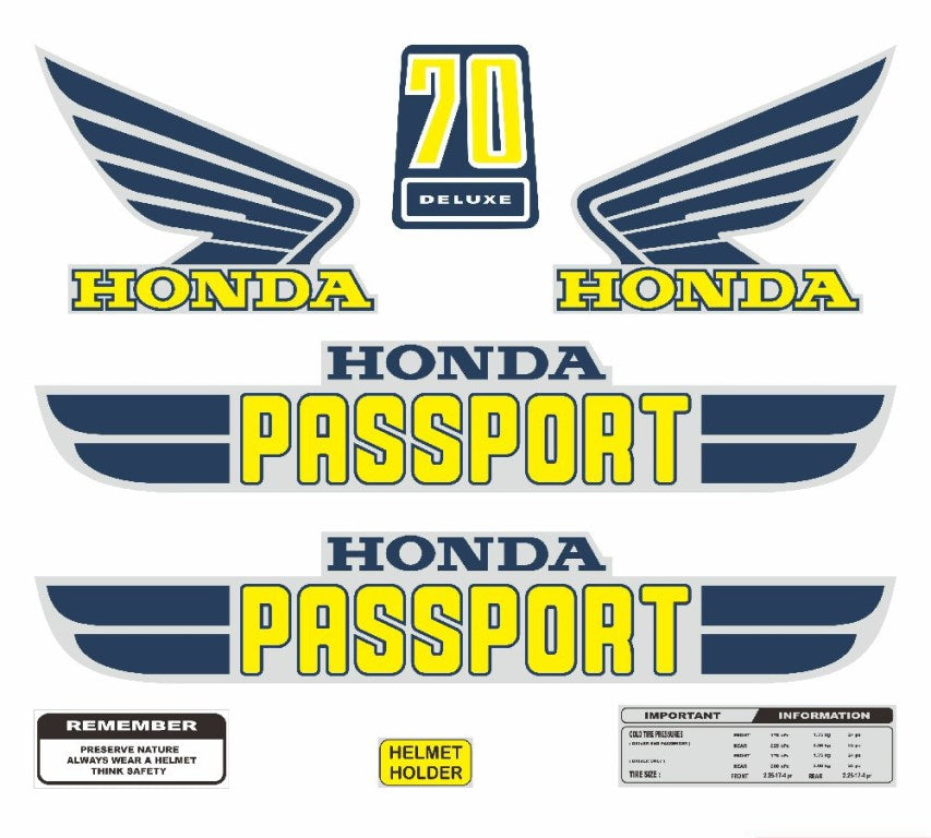 Sticker Decal Honda Passport C70 Blue side cover tank vintage_bike_store