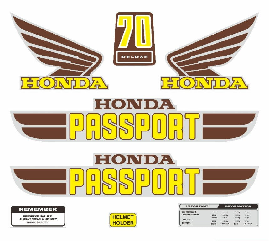 Sticker Decal Passport C70 Brown side cover tank vintage_bike_store