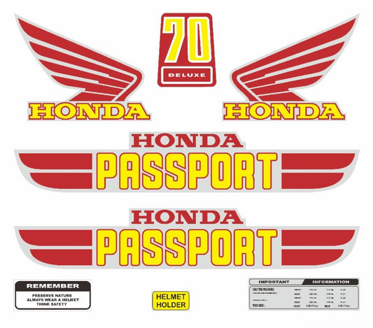 Sticker Decal Honda Passport C70 Red side cover tank vintage_bike_store