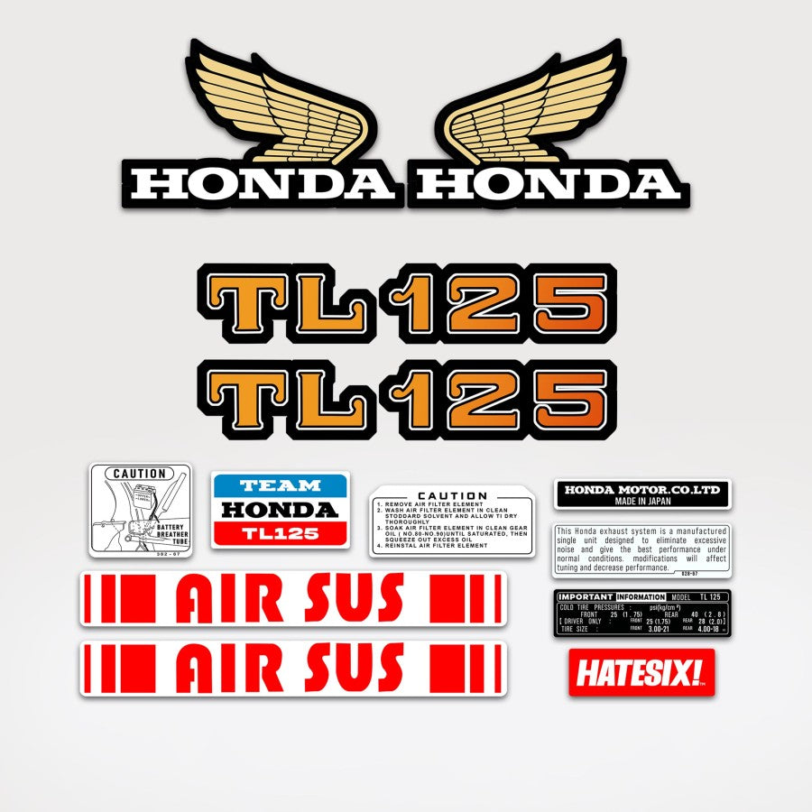 Sticker Decal TL 125 1970 red side cover tank (Free shipping) vintage_bike_store