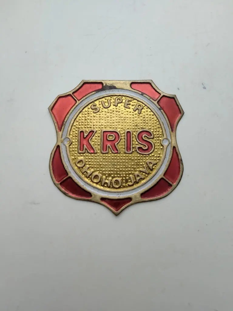 Kris bicycle head badge embossed brass NOS emblem