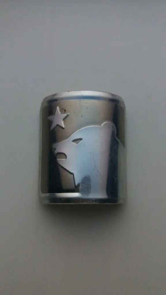 NOS Marin Bear silver square bicycle head badge emblem in embossed aluminum.