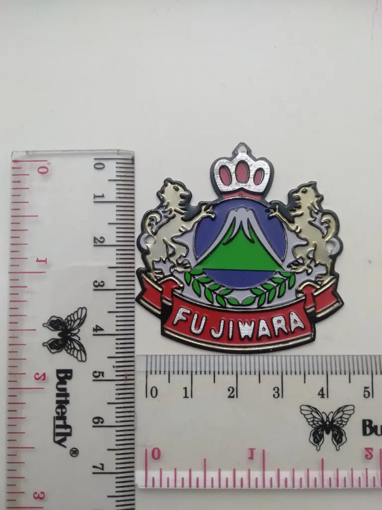 Vintage Fujiwara bicycle emblem flexible aluminum head badge