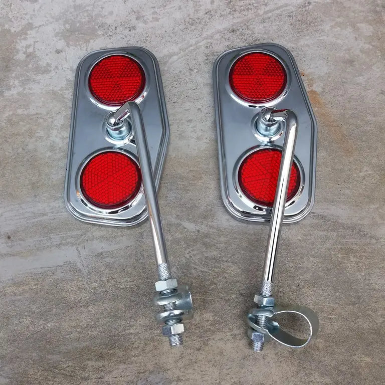 Rectangle bicycle mirror with chrome metal clamp