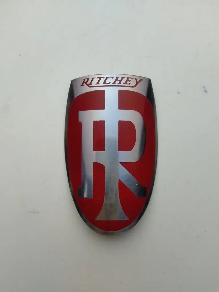 Ritchey bicycle head badge emblem in etched handmade stainless steel reproduction.