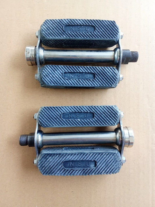 1 Pair Pedal 9/16 threads NSU Black pedal 3.5" long rubber block for NSU vintage (Free shipping) vintage_bike_store
