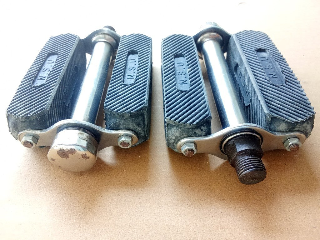 1 Pair Pedal 9/16 threads NSU Black pedal 3.5" long rubber block for NSU vintage (Free shipping) vintage_bike_store