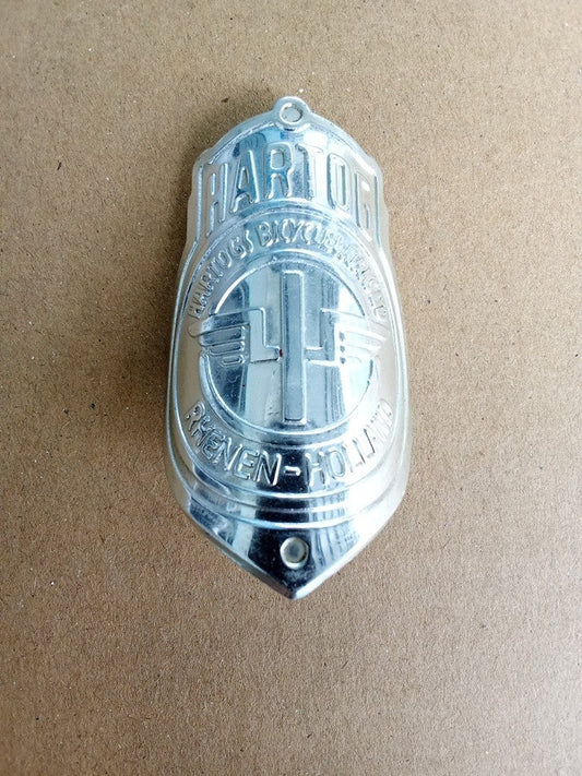 HARTOG Silver aluminum head badge emblem For Hartog vintage bicycle NOS vintage_bike_store