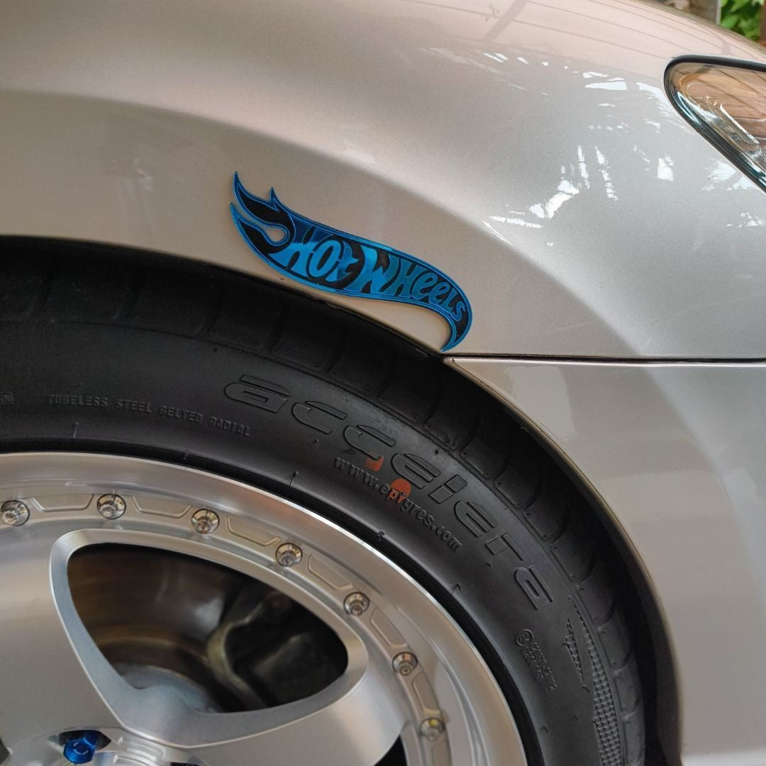 2 Pcs Hot Wheels Acrylic Front Rear Boot Trunk Side Badge Emblem Sticker Decal (Free shipping) vintage_bike_store