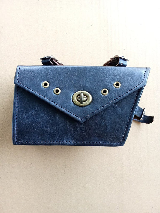 Black color bicycle middle bag bike pouch frame bag handmade vintage_bike_store