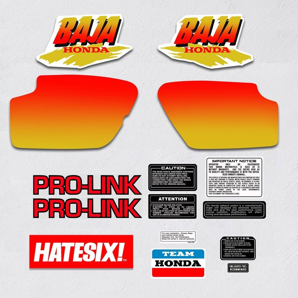 Sticker Decal XRL Baja 1989 Orange side cover tank (Free shipping) vintage_bike_store