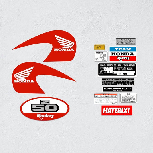 Sticker Decal Monkey Z50 1992 1995 red side fuel cover tank (Free shipping) vintage_bike_store