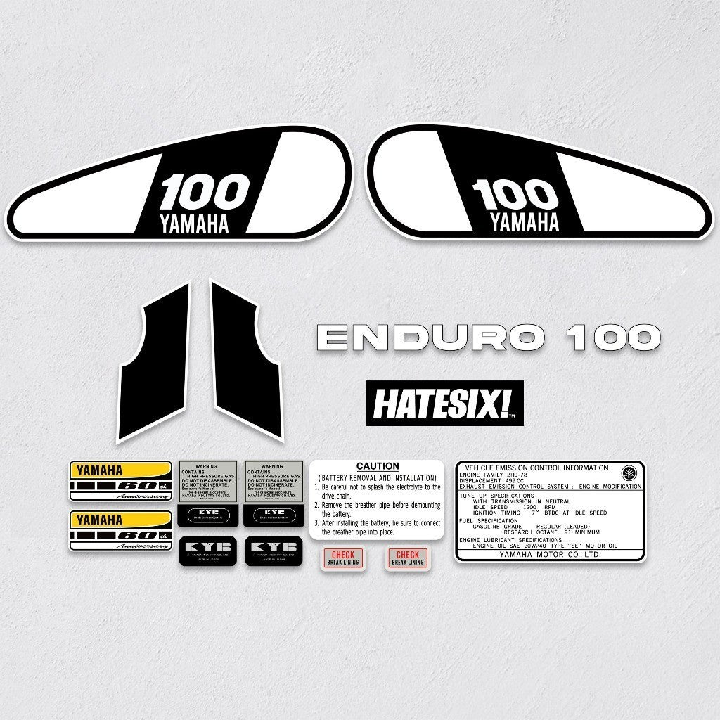 Sticker Decal DT 100 DTB100 1976 side cover tank (Free shipping) vintage_bike_store