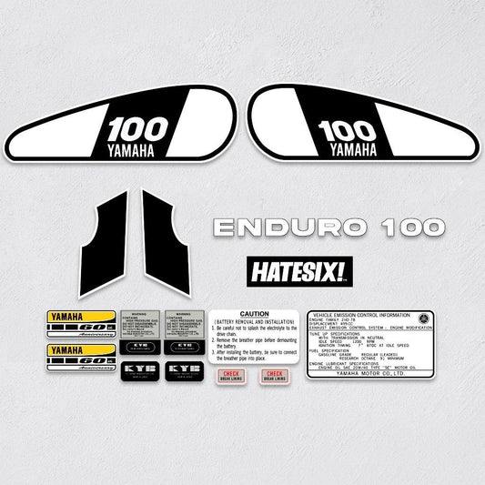 Sticker Decal DT 100 DTB100 1976 side cover tank (Free shipping) vintage_bike_store