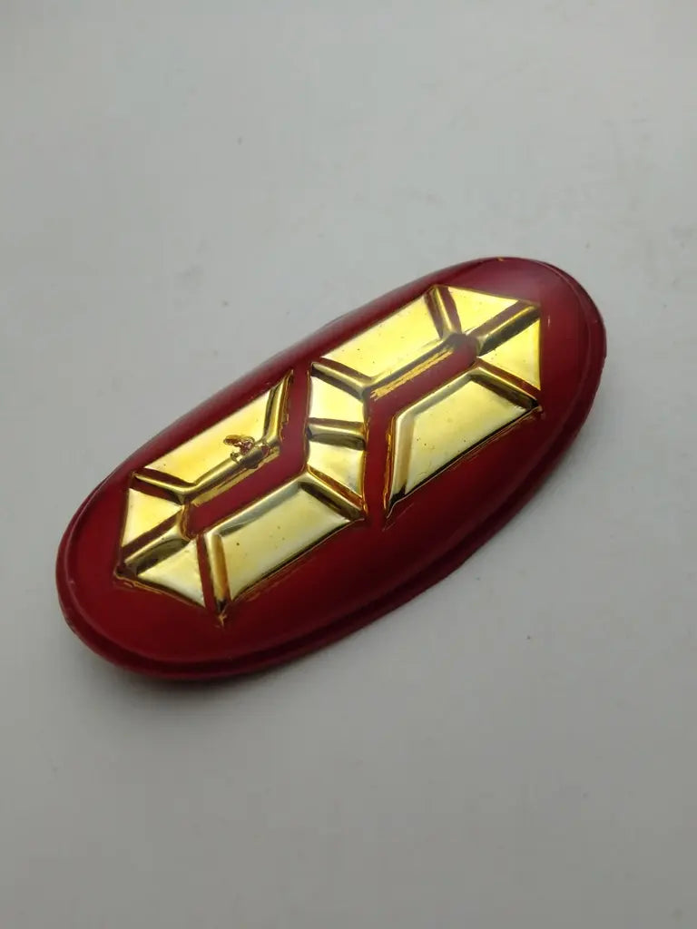 Sanki bicycle head badge with chromed metal mounting brace