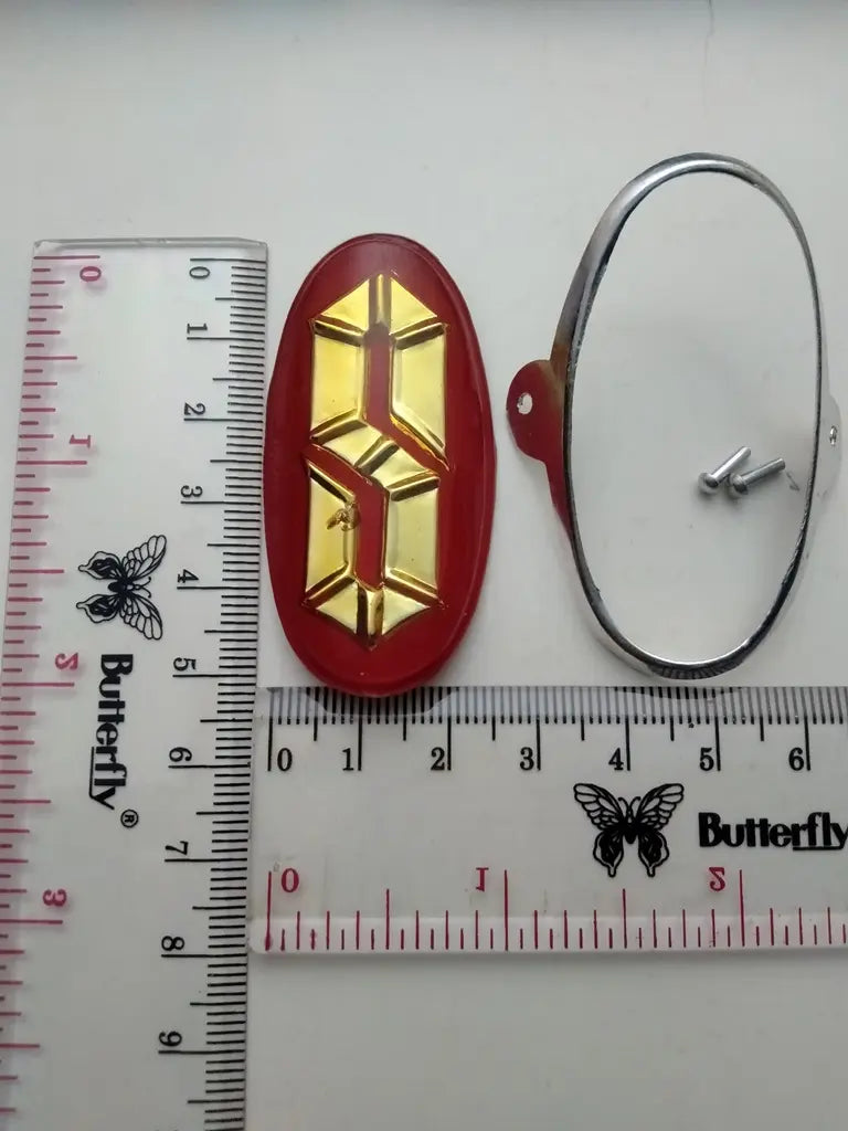 Sanki bicycle head badge with two frame mounting nails