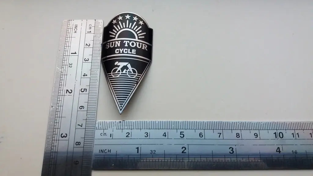 Sun Tour Cycle bicycle frame head badge stainless steel emblem
