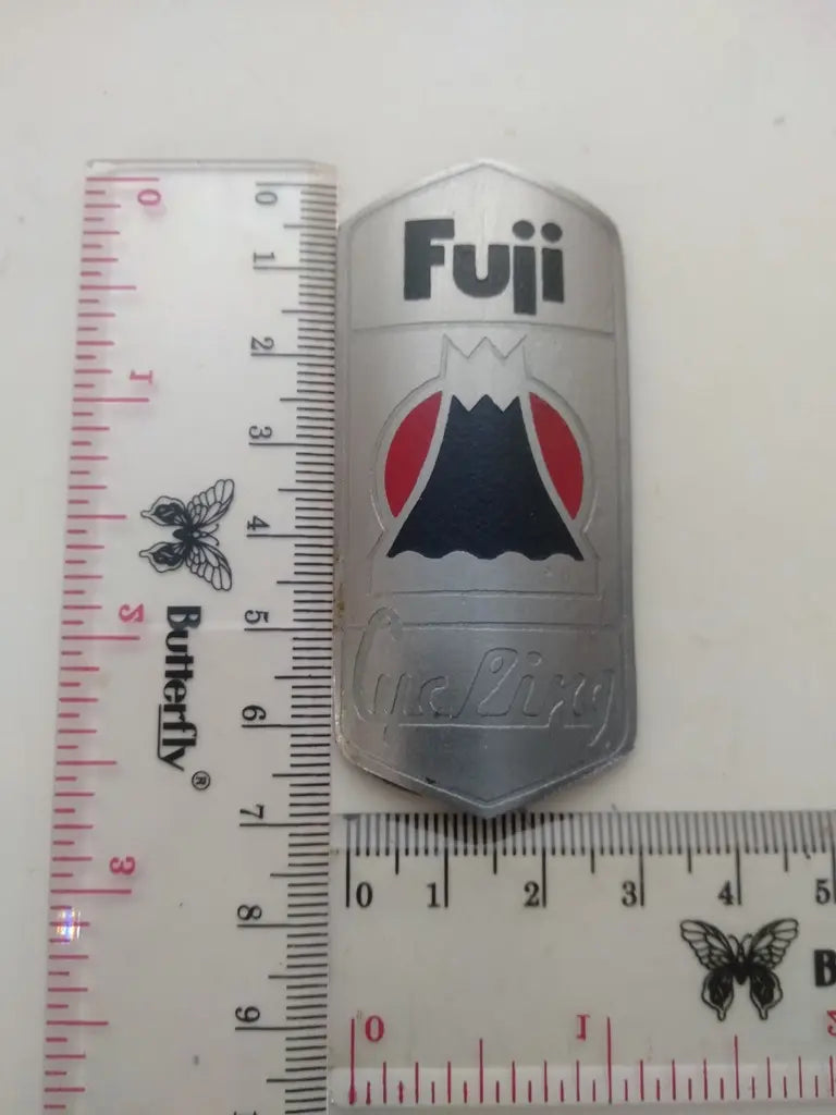 Vintage FUJI bicycle head tube emblem handmade stainless steel