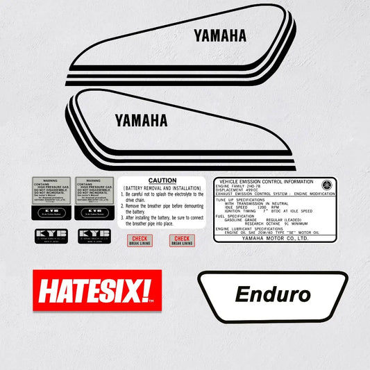 Yamaha DT Enduro Custom III reproduction motorcycle sticker decal set