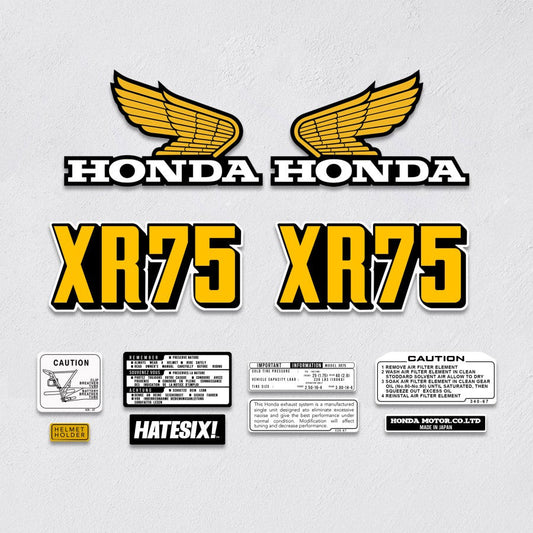 Sticker Decal XR 75 1973 and 1975 Yellow side cover tank (Free shipping) vintage_bike_store